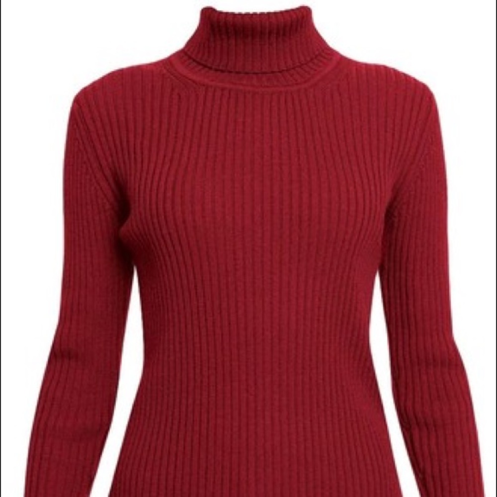 Red Ribbed Turtleneck
